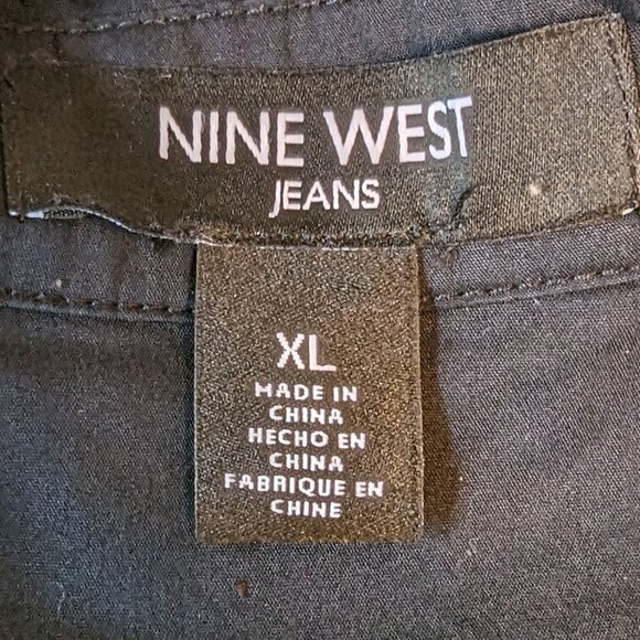 Nine West Jeans black long oversized boxy tunic XL EUC scrubs top - Picture 8 of 10